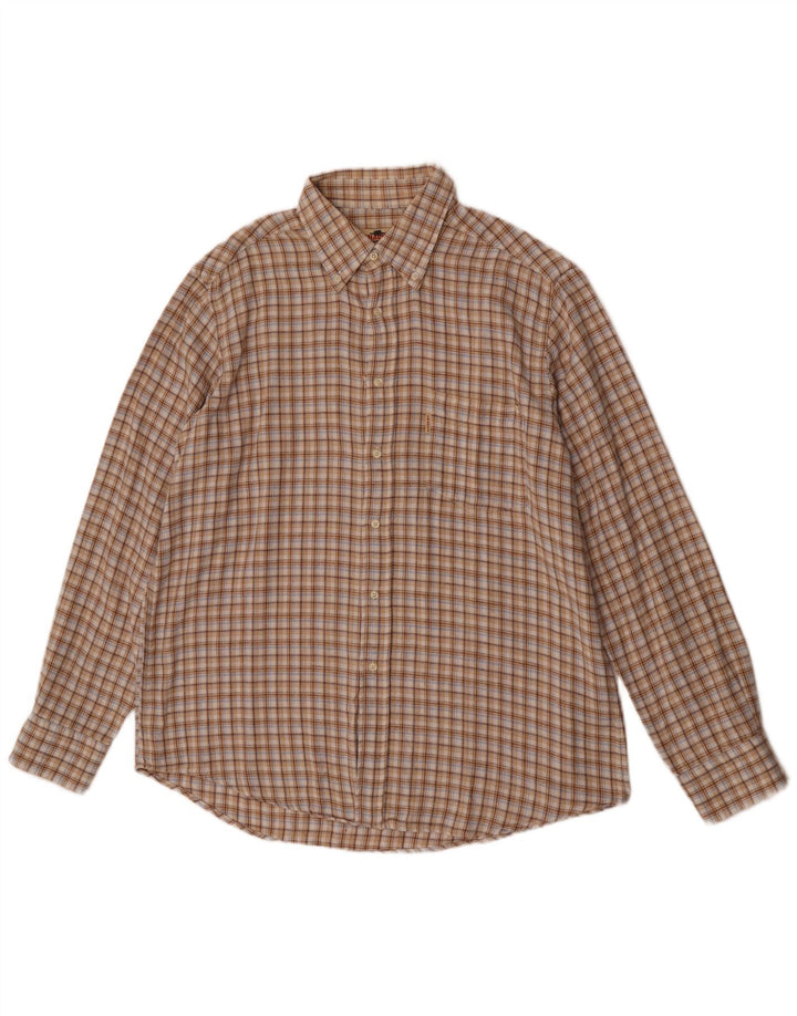 Camisa masculina de flanela Charro XL algodão xadrez bege