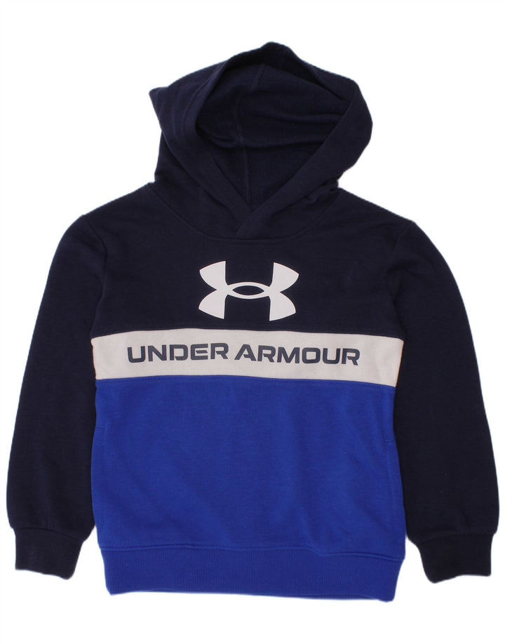 Suéter gráfico com capuz UNDER ARMOUR para meninos 5-6 anos azul marinho bloco colorido