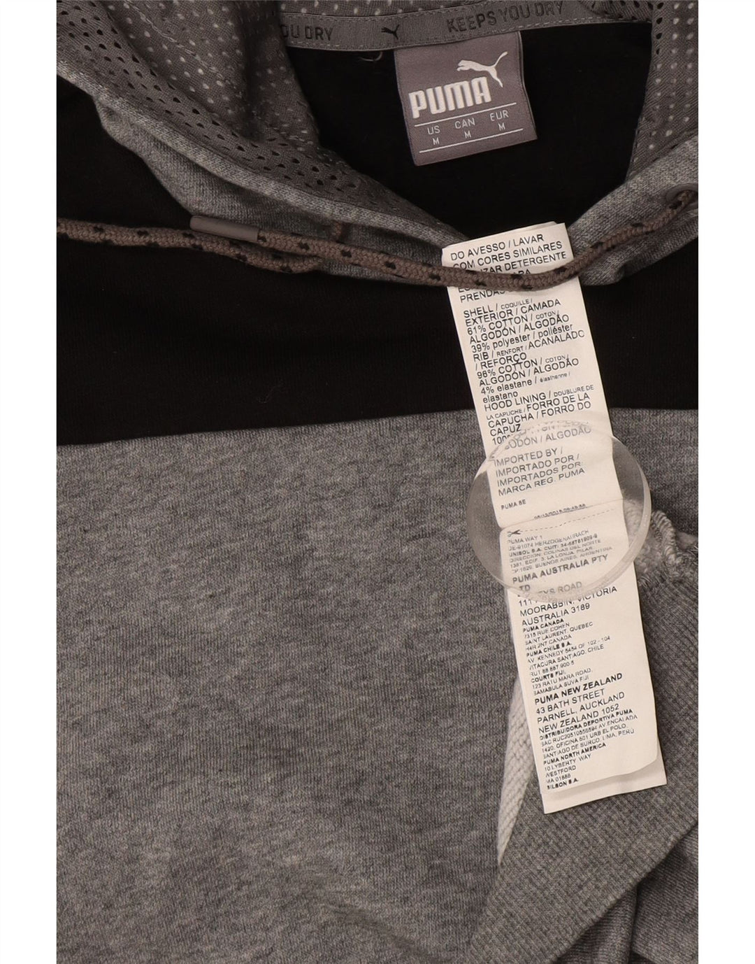 PUMA Mens Graphic Hoodie Jumper Médio Cinza Colourblock Algodão