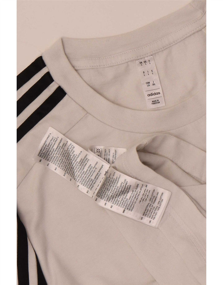 Adidas Mens Camiseta Top Grande Algodão Branco