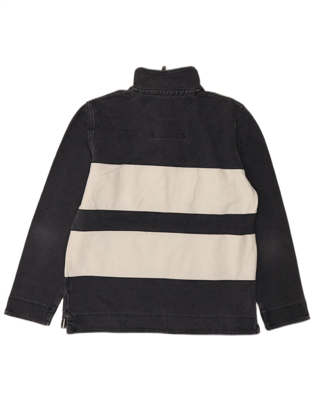 Suéter masculino Crew Clothing com zíper e gola listrada azul marinho médio