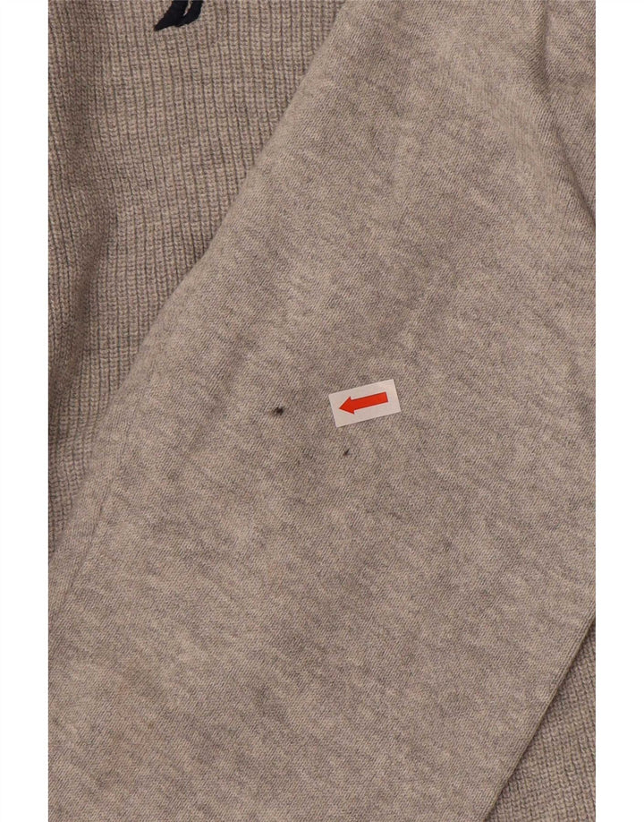 Suéter masculino Nautica com zíper e gola grande de algodão cinza