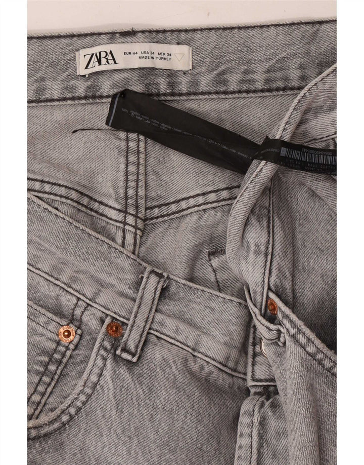 Zara Mens Straight Jeans EU 44 Grande W34 L30 Cinza Algodão