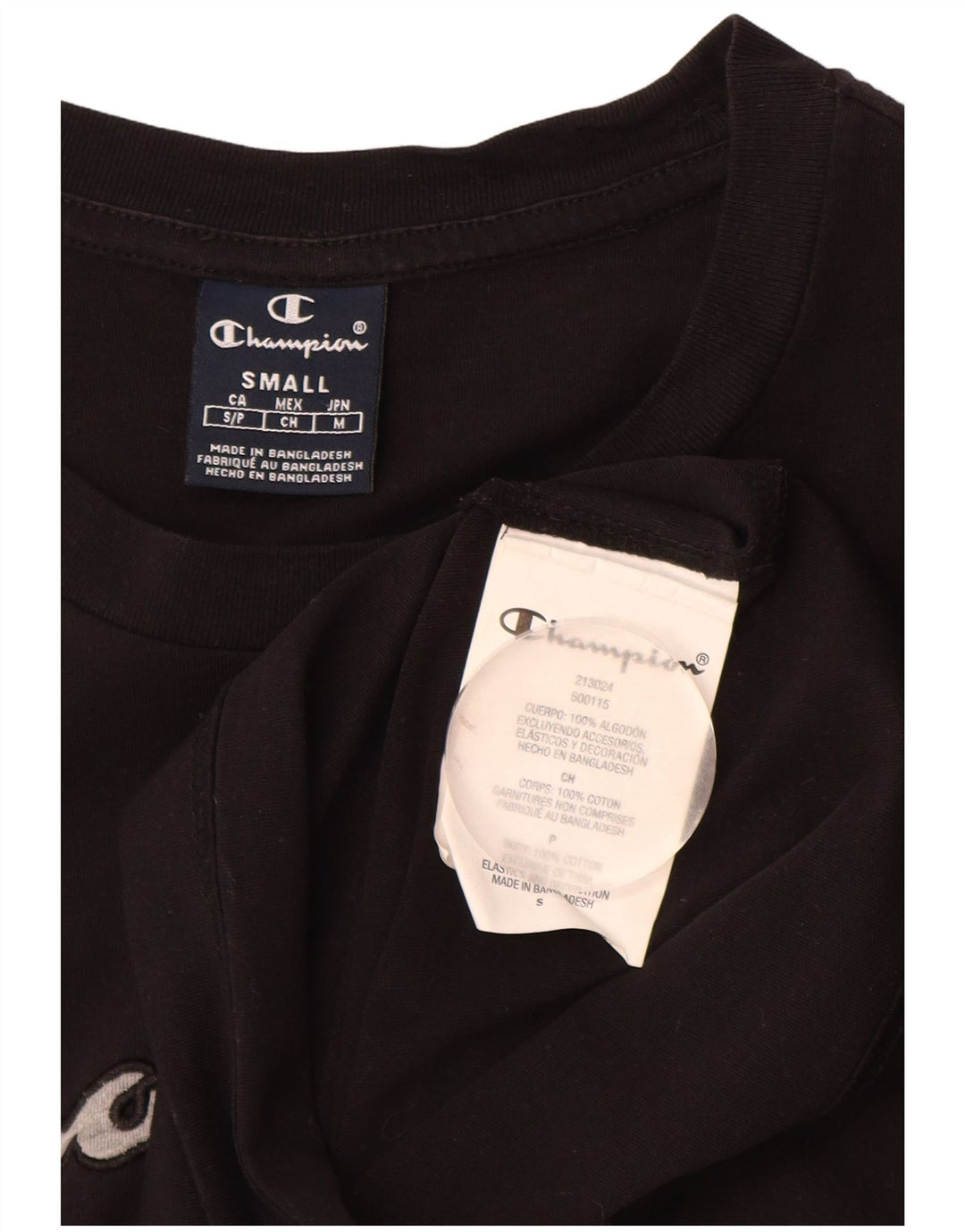 CAMPEÃO Camiseta masculina gráfica top pequeno algodão preto