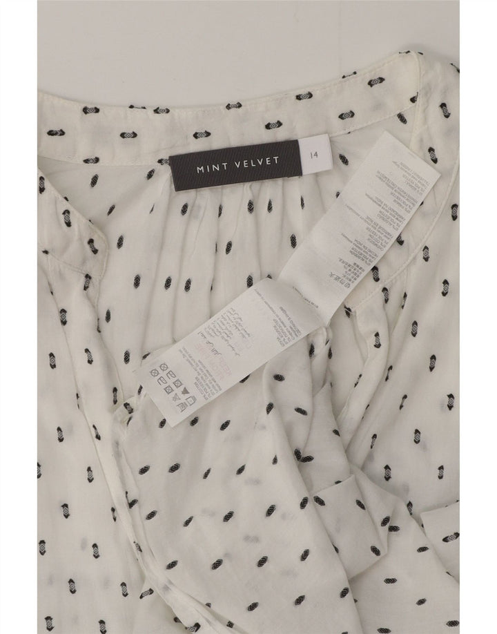 Blusa feminina MINT VELVET com camisa gráfica Reino Unido 14 grande algodão floral branco
