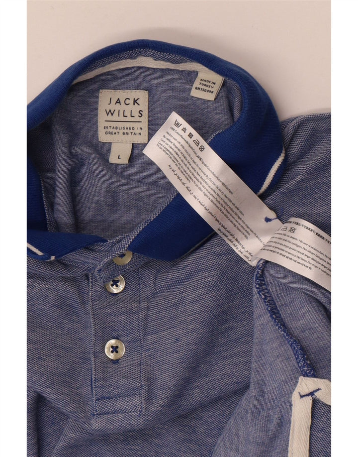 Camisa polo masculina Jack Wills grande algodão azul