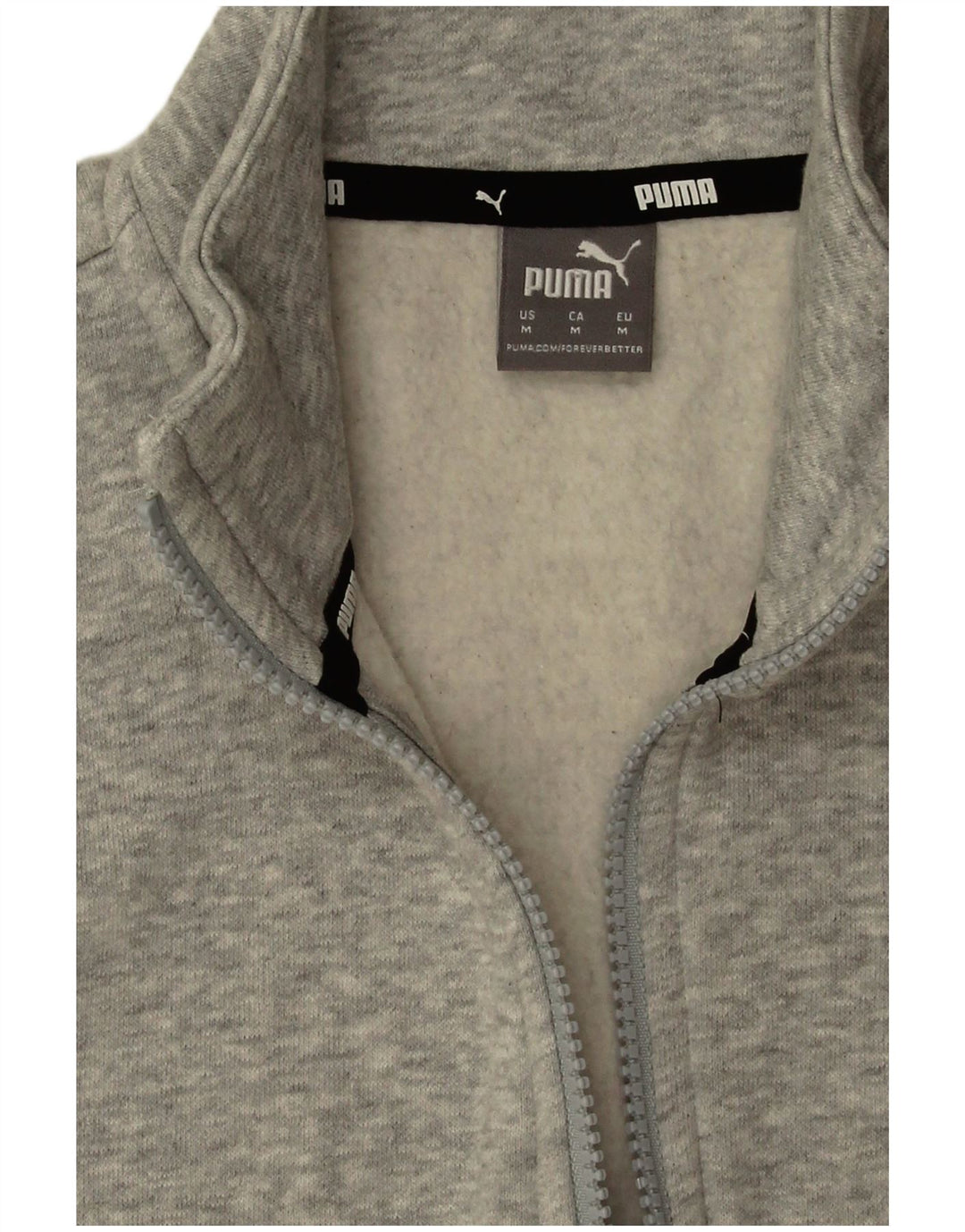 Puma moletom feminino com zíper e gola alta UK 14 algodão cinza médio