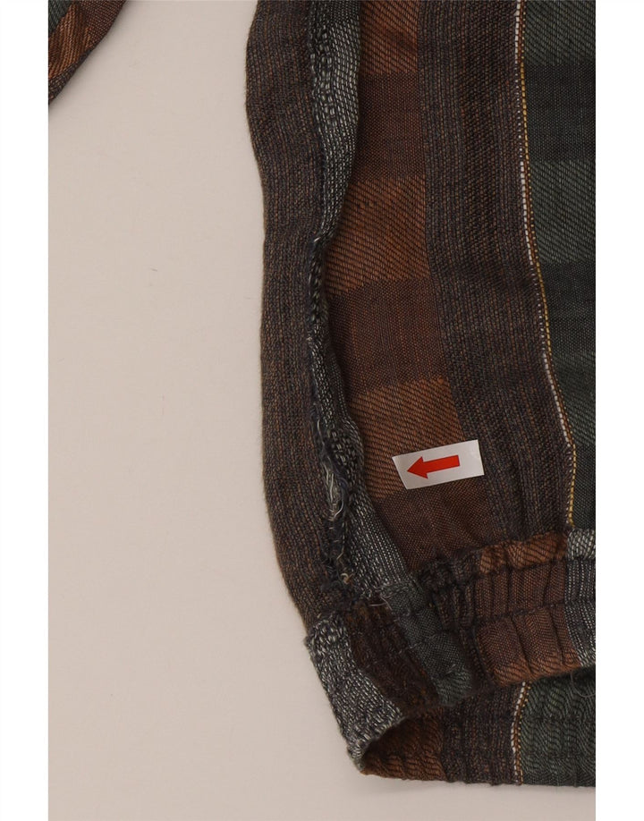 Pulôver masculino vintage de manga curta XL linho xadrez multicolorido