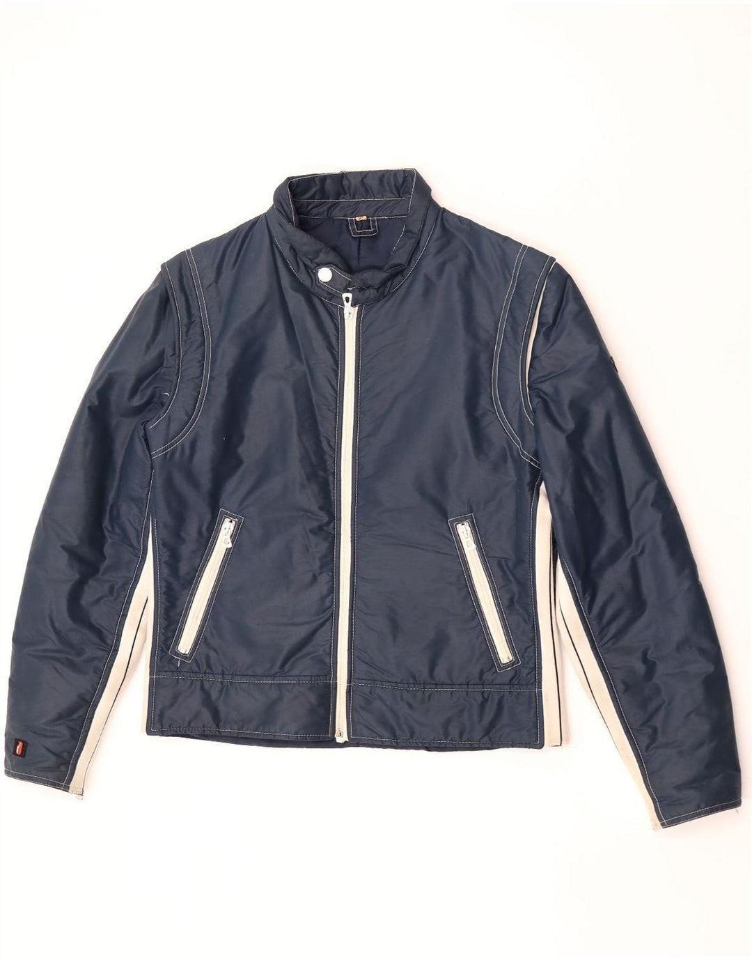 Jaqueta bomber masculina vintage IT 52 XL azul marinho colorblock
