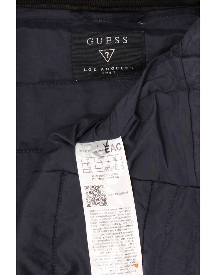 Jaqueta acolchoada masculina Guess UK 40 grande algodão azul marinho