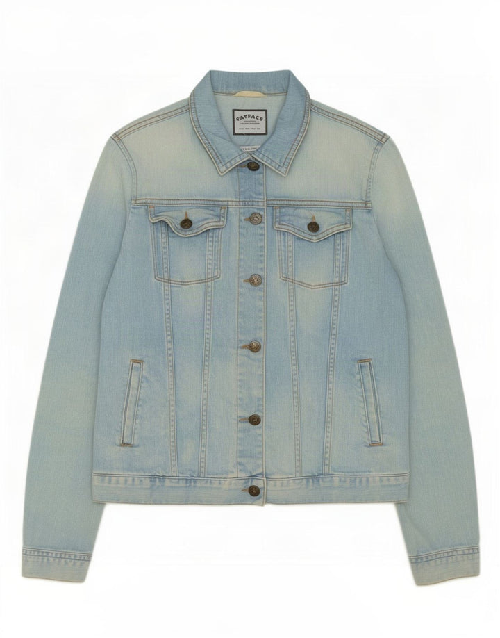 Jaqueta jeans feminina Fat Face UK 12 algodão azul médio