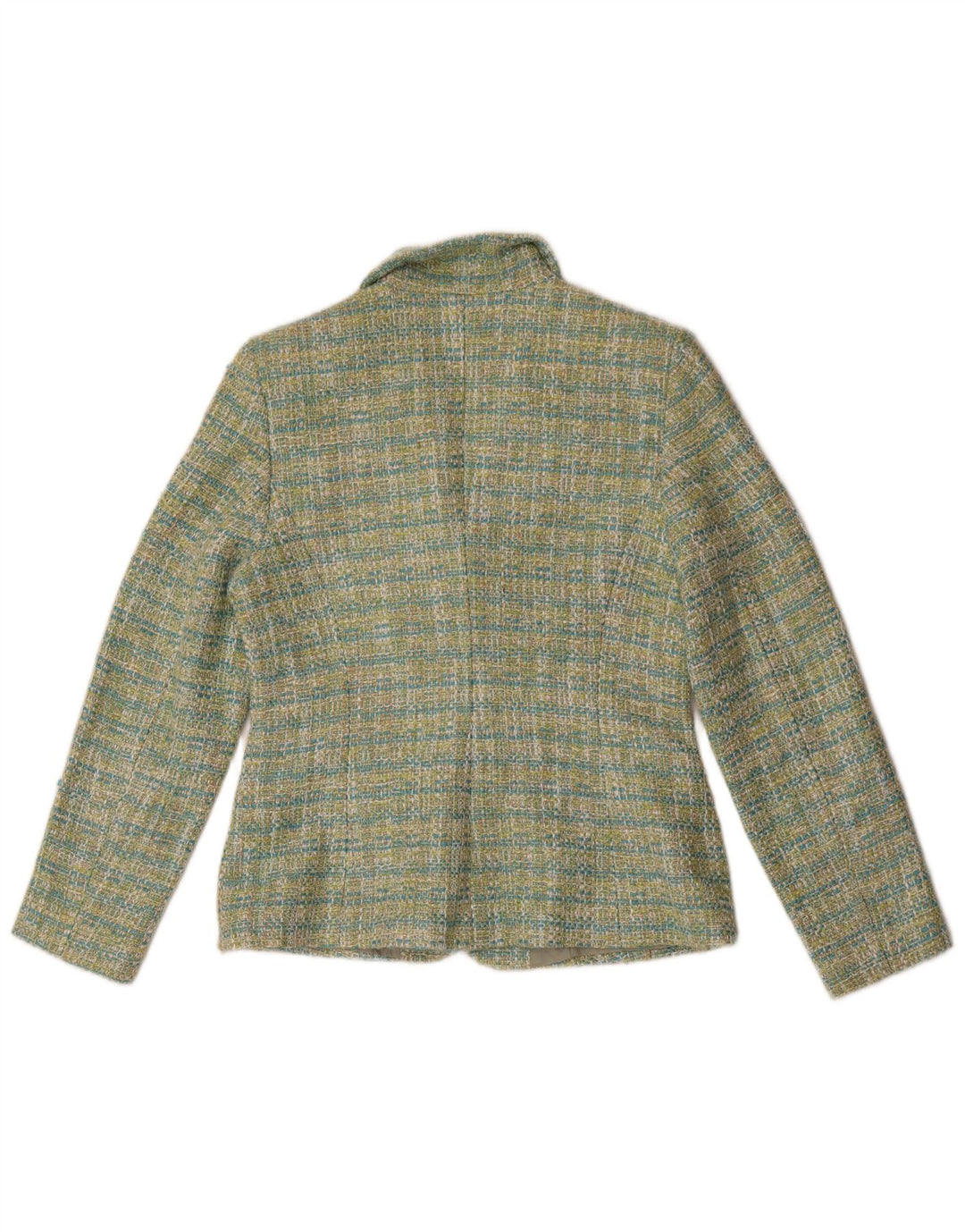 Revestimento do blazer dos 3 botões das mulheres do vintage poliéster verde pequeno da verificação TI 40