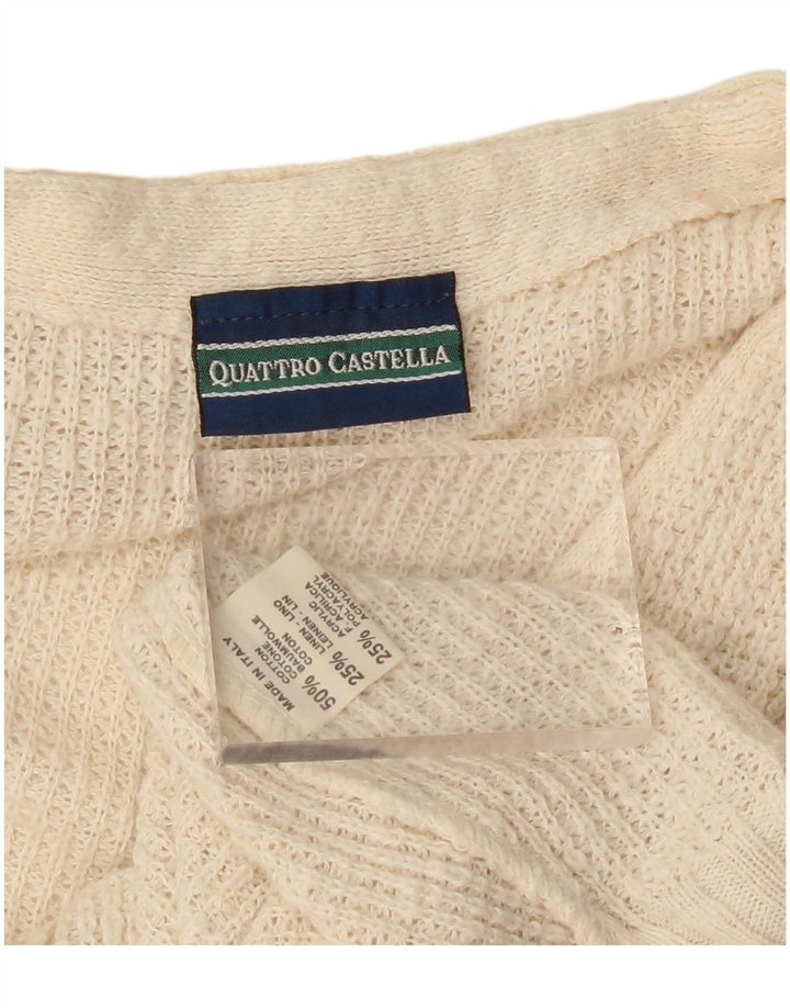 Suéter cardigã masculino Quattro Castella grande algodão bege