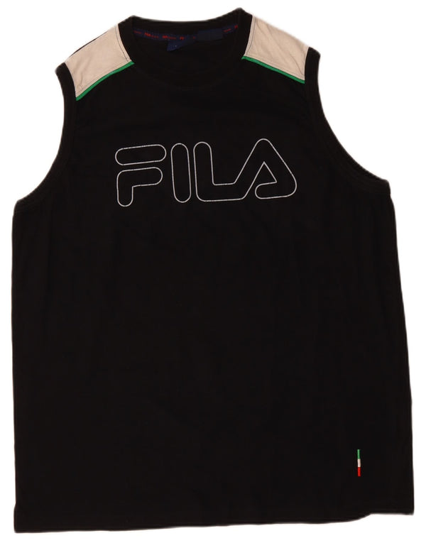 FILA Mens Graphic Vest Top XL Preto Colorblock Algodão