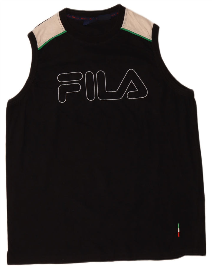 FILA Mens Graphic Vest Top XL Preto Colorblock Algodão