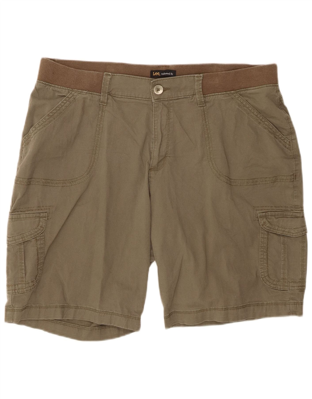 Shorts cargo femininos LEE com ajuste relaxado US 18 2XL W40 algodão cáqui
