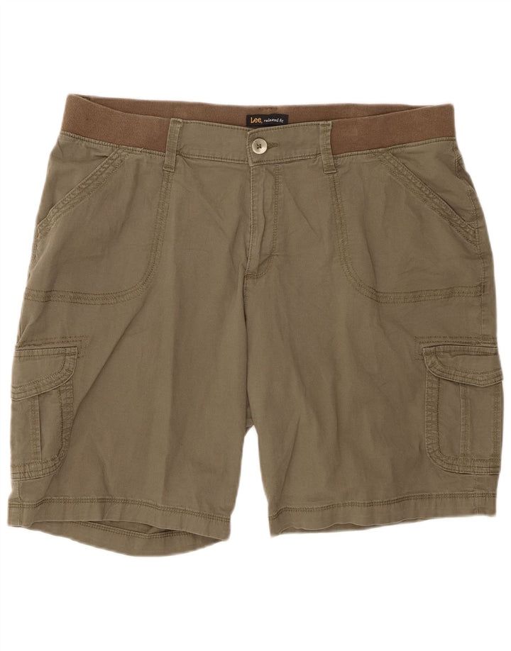 Shorts cargo femininos LEE com ajuste relaxado US 18 2XL W40 algodão cáqui