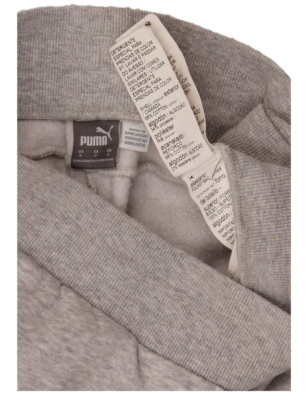 Calça de treino feminina PUMA Joggers UK 10 pequeno cinza manchado de algodão