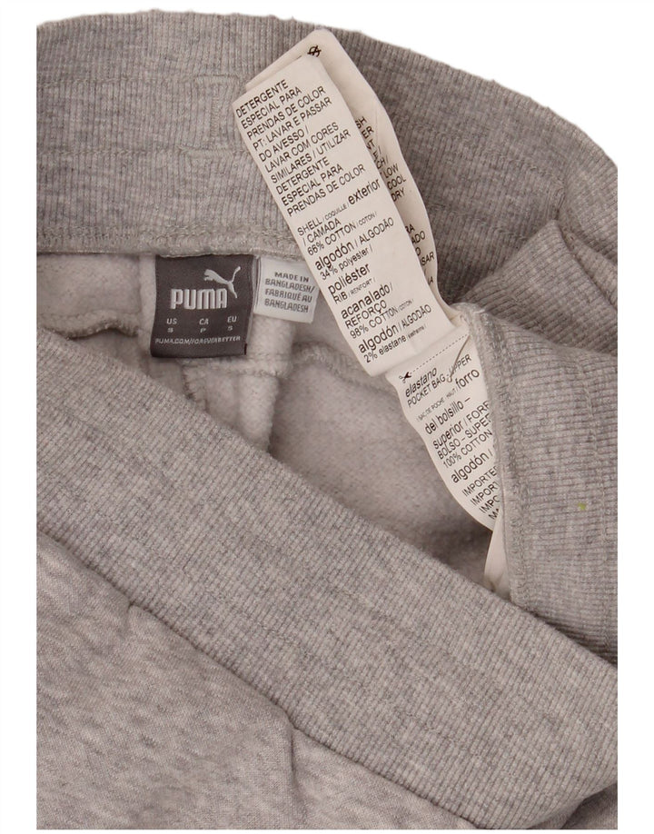 Calça de treino feminina PUMA Joggers UK 10 pequeno cinza manchado de algodão