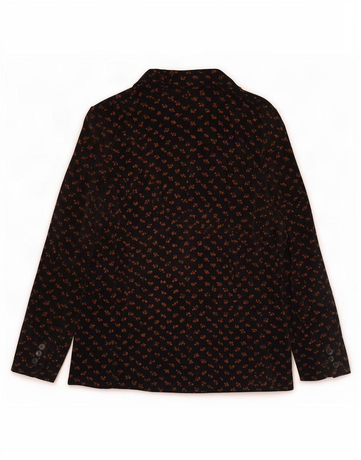Jaqueta blazer feminina vintage de veludo com 3 botões IT 48 XL preto floral