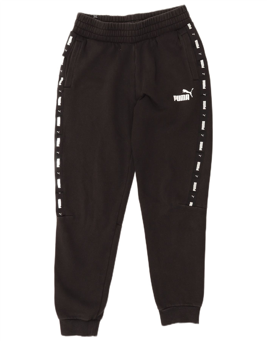PUMA Mens Graphic Tracksuit Calças Joggers Médio Algodão Preto