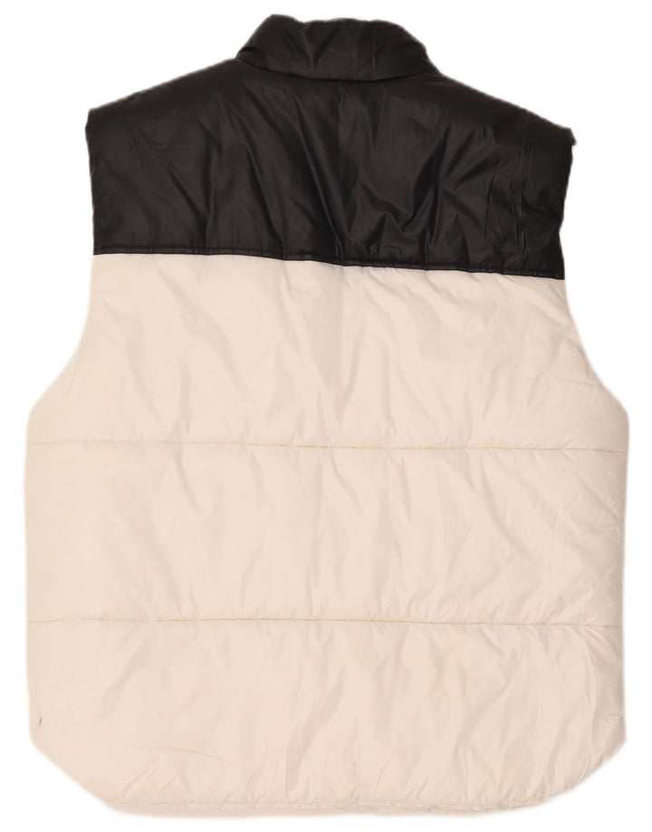 Colete acolchoado masculino Adidas UK 42 XL branco colorblock poliéster
