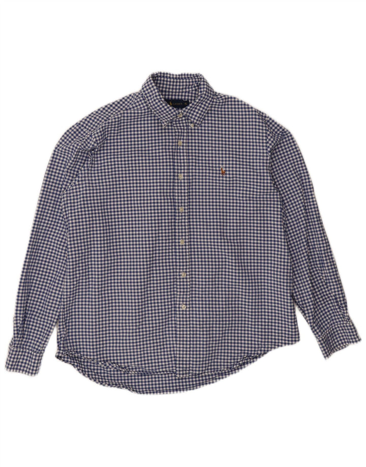 Camisa masculina Ralph Lauren XL azul algodão guingão