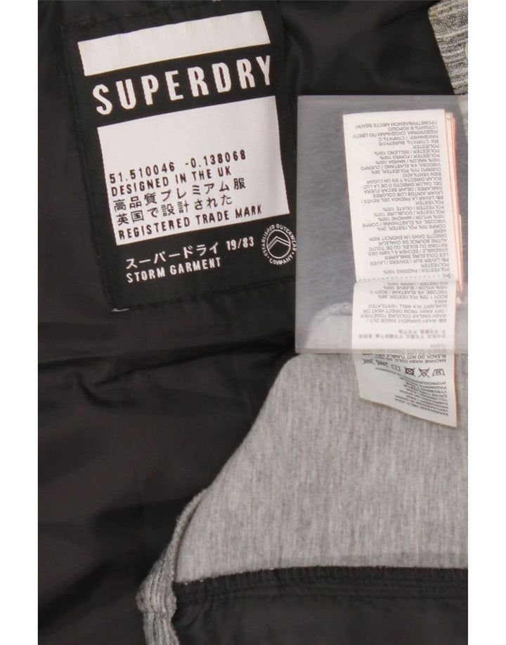 Jaqueta acolchoada com capuz feminina SUPERDRY UK 12 bloco de cores cinza médio