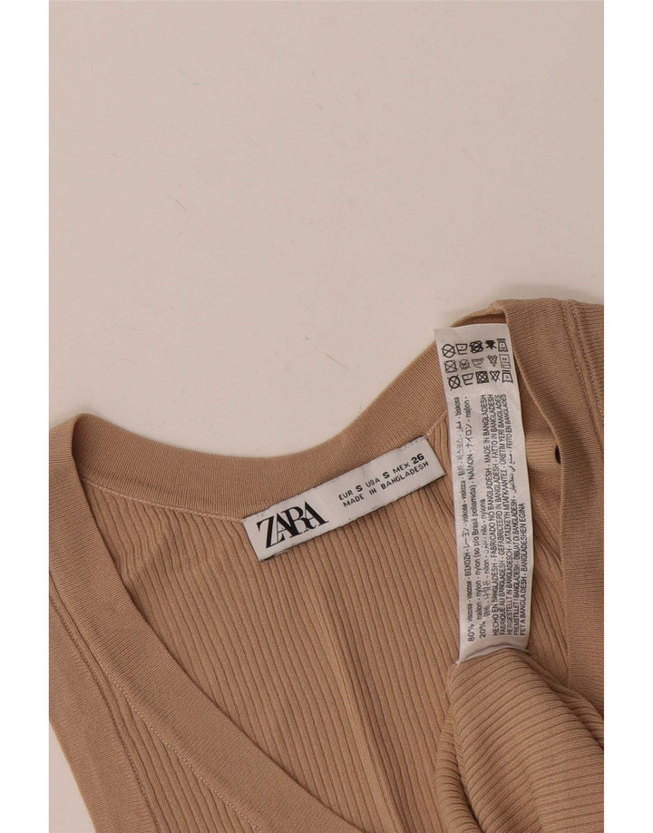 Colete feminino Zara UK 8 pequeno bege viscose
