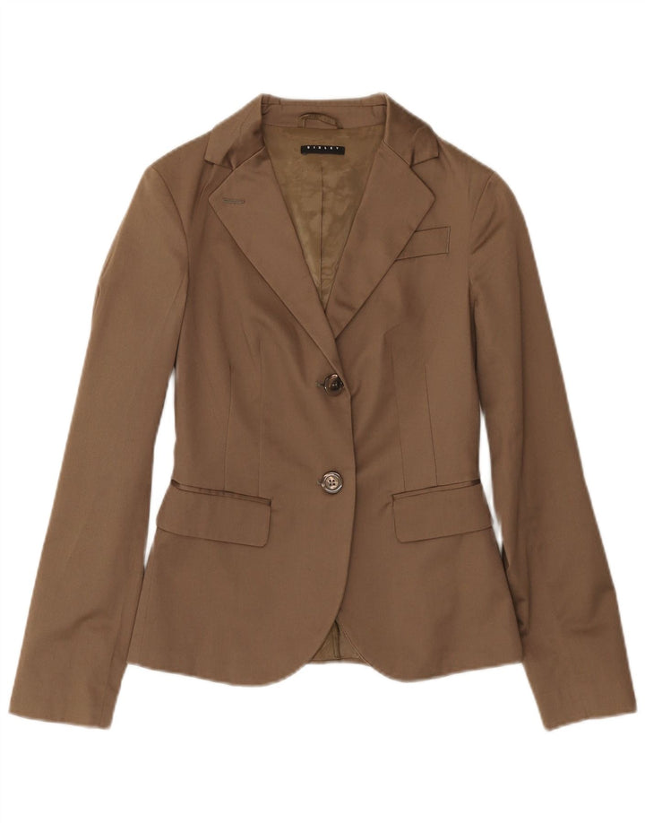 Jaqueta blazer feminina SISLEY com 2 botões IT 38 XS algodão marrom