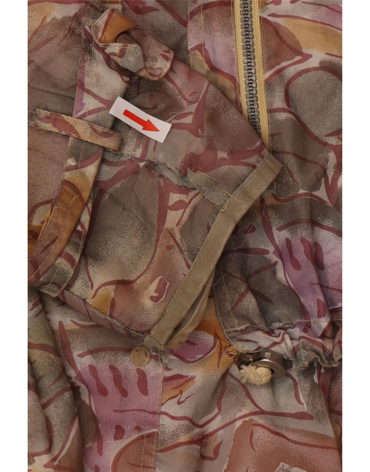Jaqueta corta-vento feminina vintage UK 20 2XL floral multicolorido
