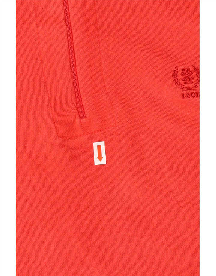 Suéter masculino Izod com zíper 1/4 pequeno algodão vermelho