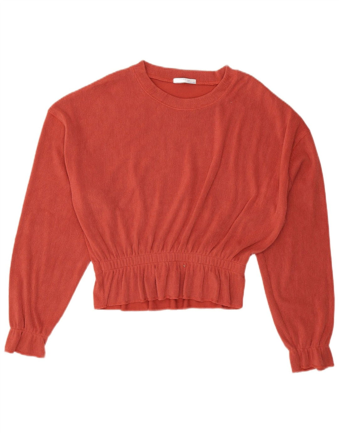 Zara Blusa feminina oversized cropped manga comprida top Reino Unido 10 pequeno laranja
