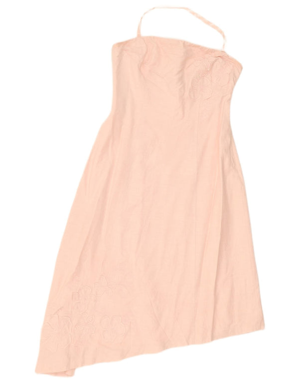 Vestido feminino assimétrico Oasis UK 12 viscose floral rosa médio