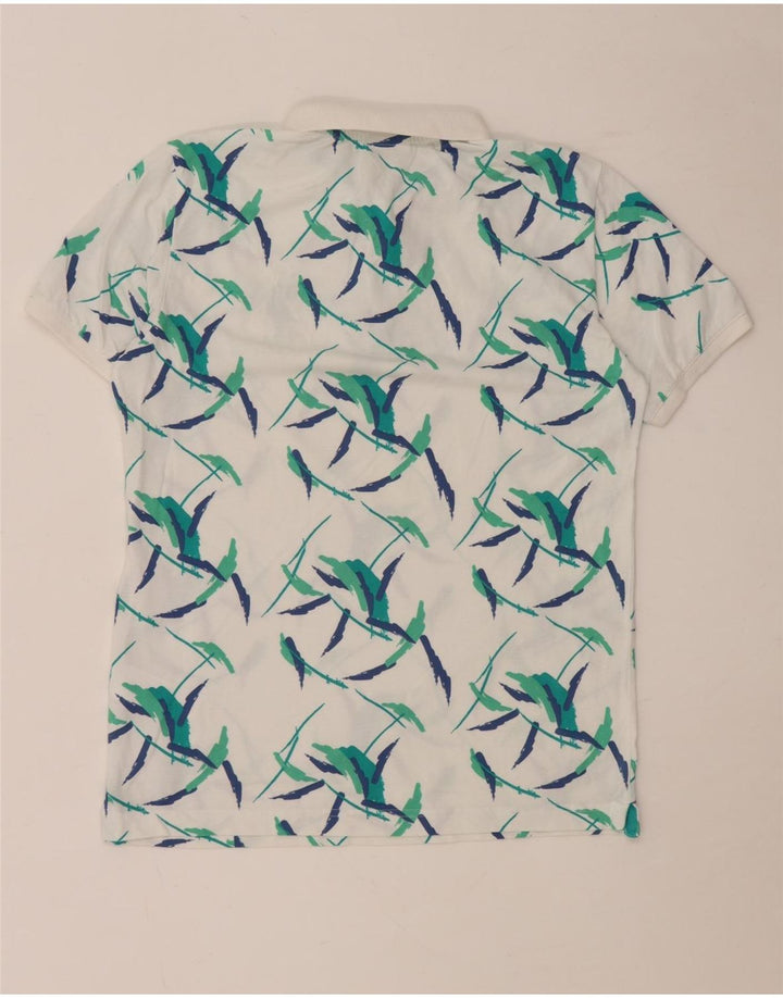 Camisa polo masculina com padrão abstrato US Polo Assn algodão floral branco médio