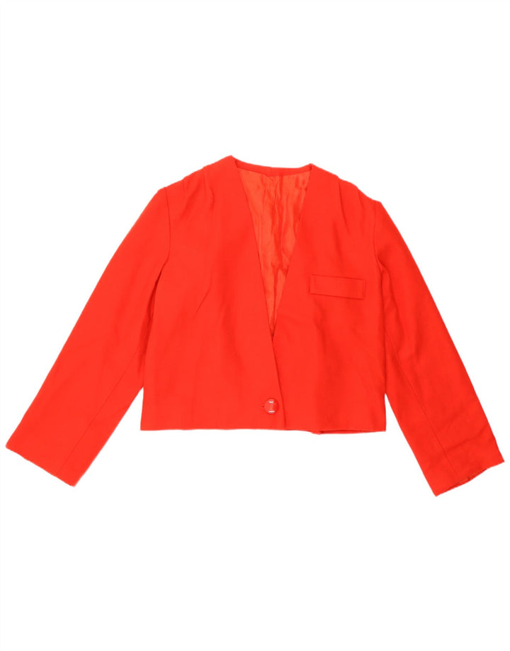 Jaqueta blazer vintage feminina com 1 botão e corte UK 8 pequena vermelha
