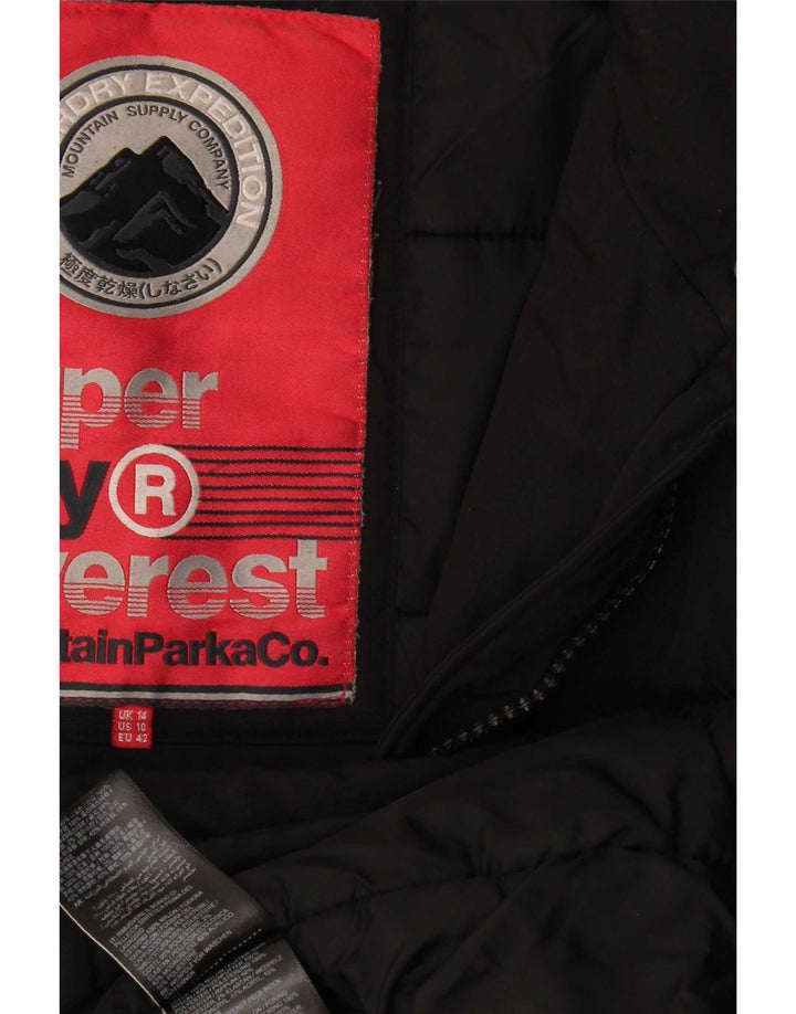 Jaqueta Parka Feminina Superdry UK 14 Grande Poliéster Preto