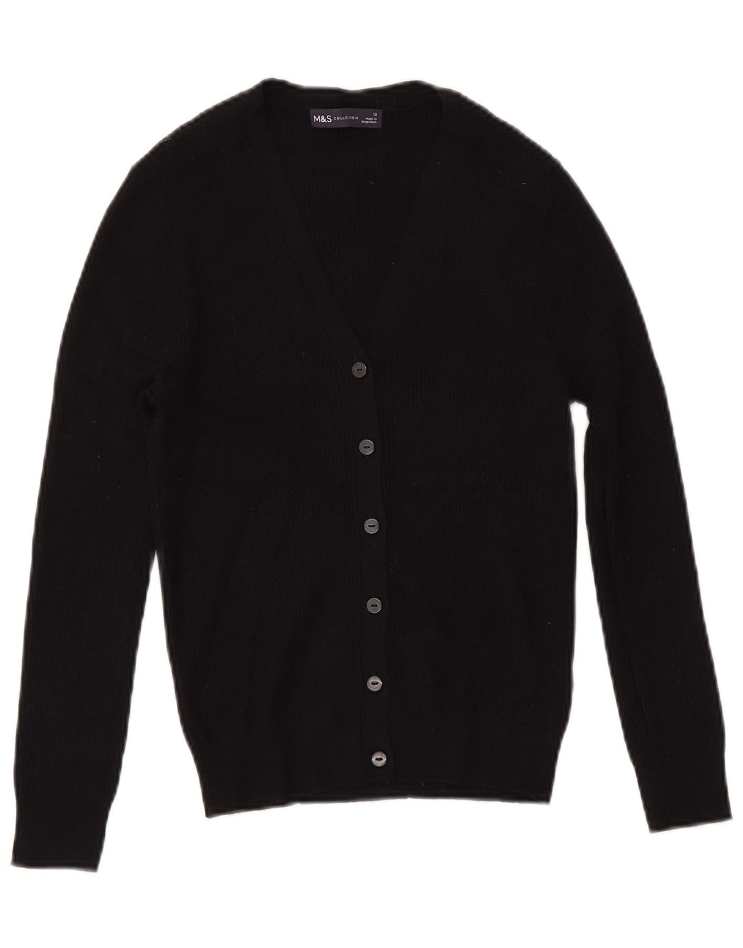 Suéter cardigã feminino Marks & Spencer Reino Unido 12 viscose preta média