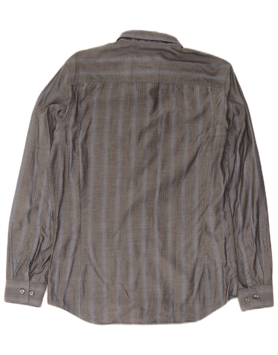 Camisa masculina Calvin Klein Slim Fit pequena cinza espinha de peixe