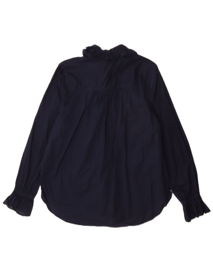 Blusa feminina Marks & Spencer Reino Unido 12 algodão azul marinho médio