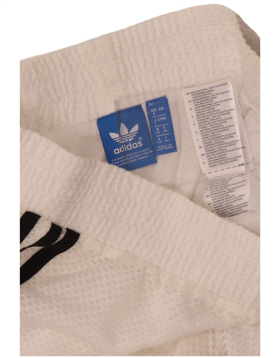 Shorts esportivos femininos ADIDAS UK 8 pequeno poliéster branco