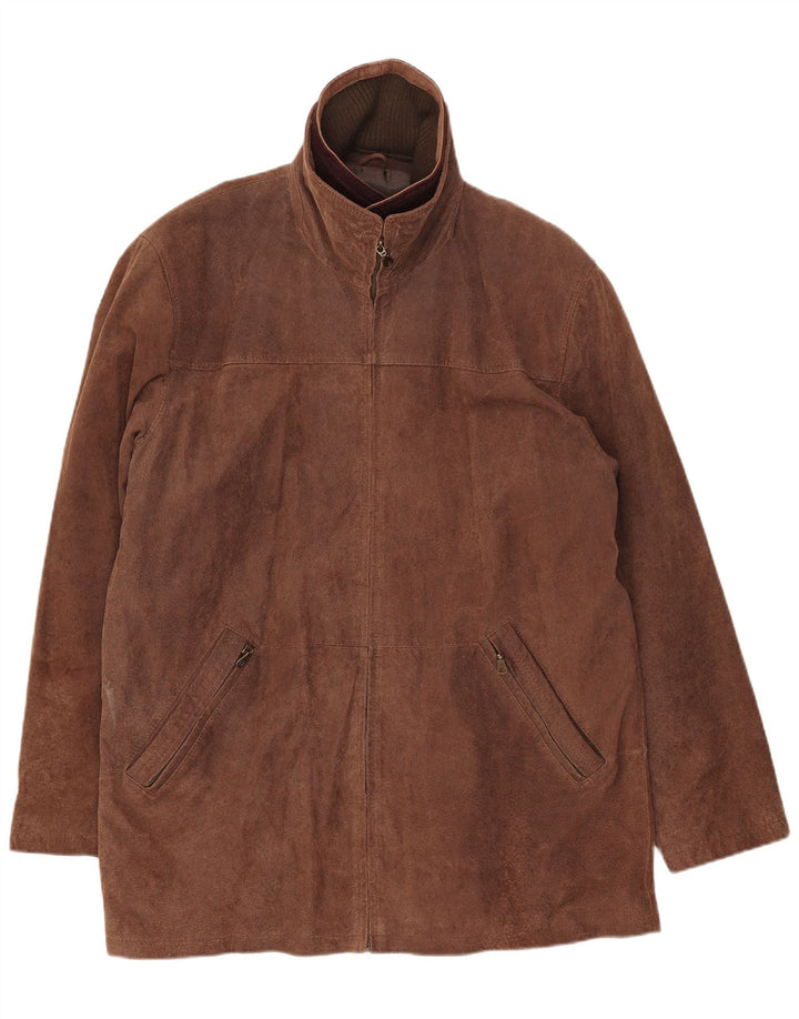 Jaqueta masculina de camurça Torelli Reino Unido 42 XL couro marrom