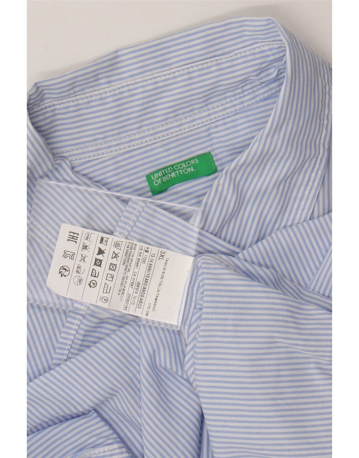 Camisa masculina BENETTON 13-14 anos 3XL algodão listrado azul