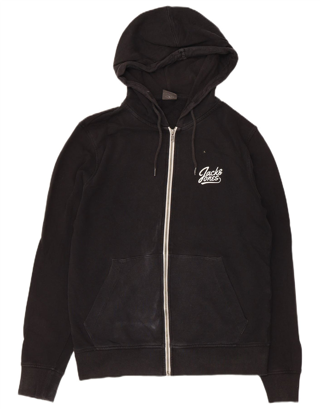 Suéter masculino com capuz e zíper Jack & Jones algodão preto médio