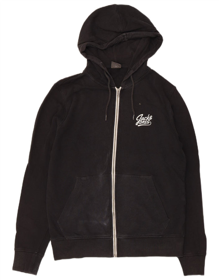 Suéter masculino com capuz e zíper Jack & Jones algodão preto médio