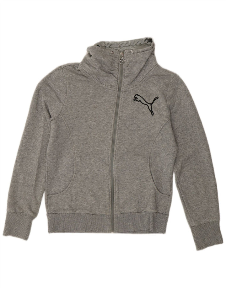 Puma Womens Tracksuit Top Jacket UK 10 pequeno cinza manchado algodão