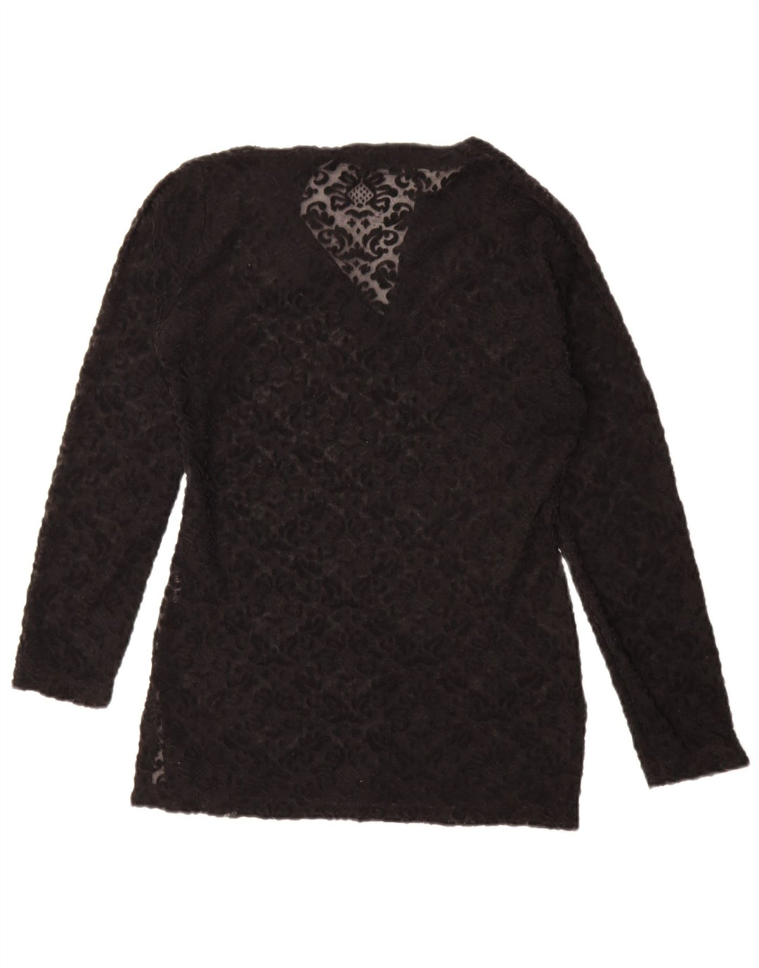 Top feminino Kookai transparente grande EUA 2 XS preto floral