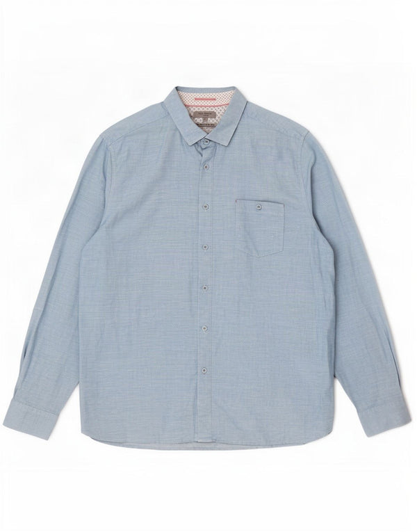 Camisa masculina Ted Baker tamanho 7 3XL algodão geométrico azul