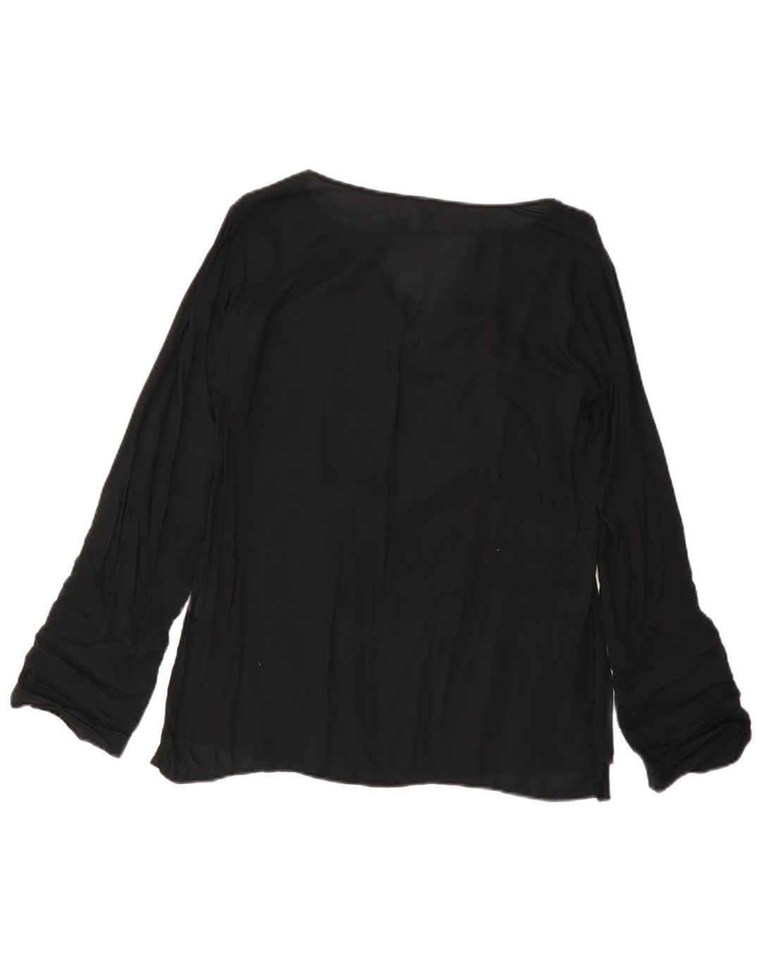 Blusa feminina de manga comprida BENETTON UK 14 viscose preta média