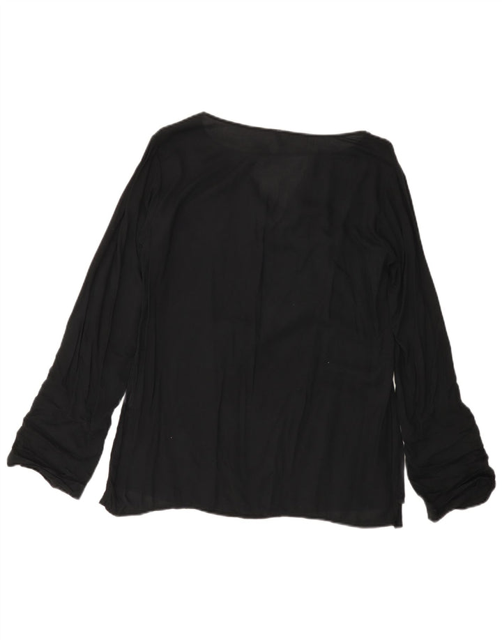 Blusa feminina de manga comprida BENETTON UK 14 viscose preta média